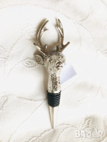 Метална тапа за бутилка, глава на елен Hirsh на немската марка Gilde, с етикет, перфектна за подарък, снимка 3 - Други стоки за дома - 53054021