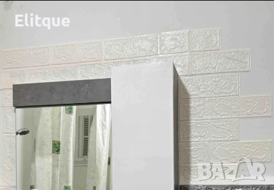 🧱 Декоративен 3D тухлен тапет – самозалепващ се, бял (77х70 см)  , снимка 4 - Други - 52908977