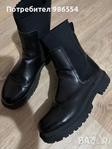 Черни боти челси естествена кожа черни размер 41