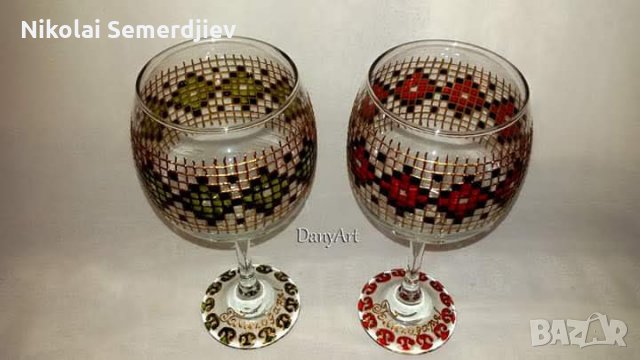 Двойка чаши за вино "Шевица", снимка 2 - Чаши - 27287486