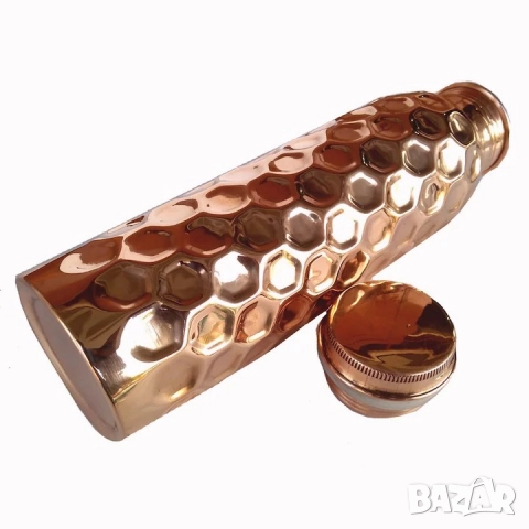 Нова медна бутилка, Голям капацитет от 1 литър, 100% чист мед, Diamond pattern дизайнн, С капачка, снимка 7 - Буркани, бутилки и капачки - 51545078