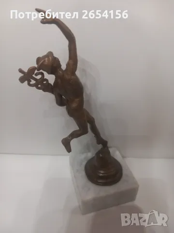 Меркурий бронзова или месингова пластика, снимка 3 - Статуетки - 47695414