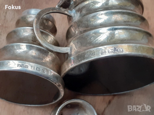 Сребърни солнички 19 век сребро антики маркировки, снимка 4 - Антикварни и старинни предмети - 53275704