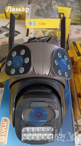 Тройна IP камера с WiFi приложение iCSee безжична камера 10MP, снимка 2 - IP камери - 50950377