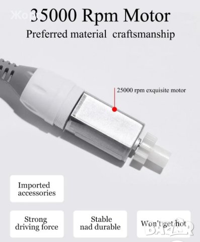 Професионална електрическа пила за нокти 35000 оборота с 6 представки черна , снимка 6 - Продукти за маникюр - 43944998