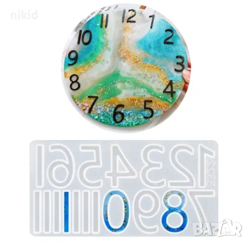 цифри числа високи  силиконов молд форма фондан смола шоколад декор украса часовник