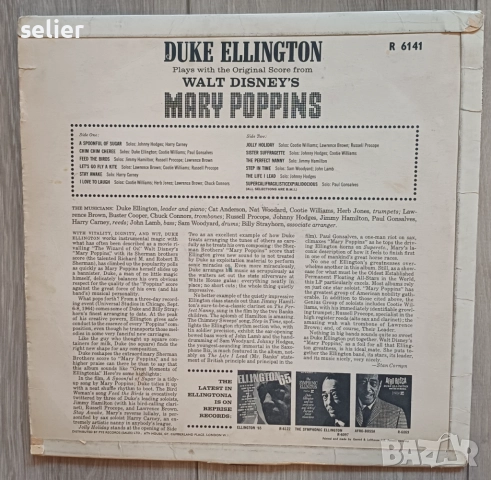 Duke Ellington ‎– Plays With The Original Motion Picture Score Mary Poppins Издание 🇬🇧 UK 1964г -П, снимка 2 - Грамофонни плочи - 52679153