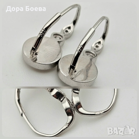 Сребърни обеци: "Мелия", снимка 5 - Обеци - 52323493