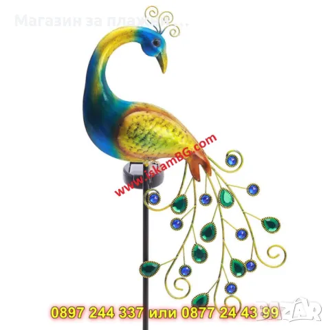 Паун в Градината – Уникална Соларна Лампа за Ефектна Декорация - КОД 4154, снимка 5 - Градински мебели, декорация  - 50078727