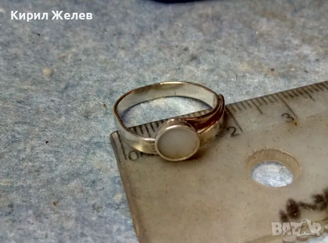СТАР СТИЛЕН СКЪПОЦЕНЕН СРЕБЪРЕН ПРЪСТЕН СРЕБРО ВИСОКА ПРОБА с ШЛИФОВАН БЯЛ АХАТ РЪЧНА РАБОТА 49246, снимка 8 - Антикварни и старинни предмети - 48987205