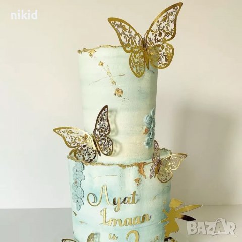 3D 12 бр pvc златни сребърни медени на дупки самозалепващи пеперуди декорация за торта стена мебел , снимка 4 - Други - 36976782