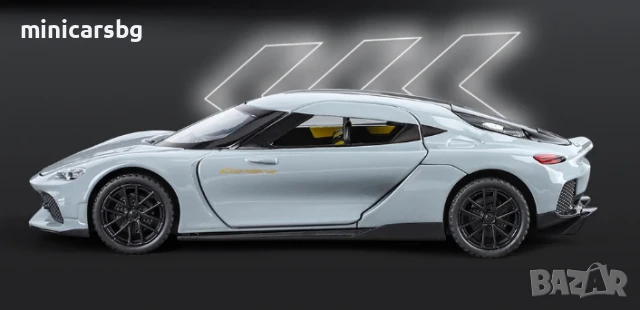 Метални колички: Koenigsegg Gemera 1:32 – умален модел хиперкола с отваряеми врати и детайли, снимка 4 - Колекции - 51193616