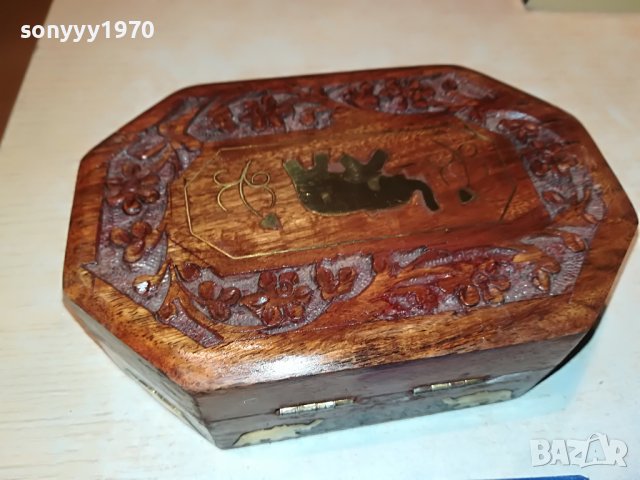 КУТИЯ ОТ ЕКЗОТИНО ДЪРВО С ЗЛАТНИ СЛОНЧЕТА 0403231849, снимка 10 - Антикварни и старинни предмети - 39885381