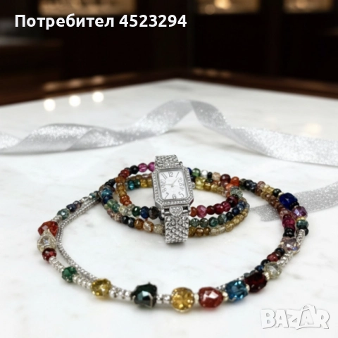 Дамски комплект: часовник, гривни и колие – стил в три стъпки, снимка 2 - Гривни - 52564356