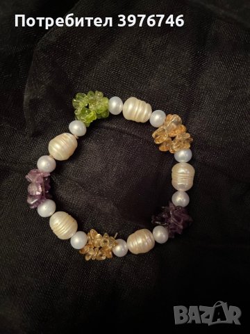 Гривна с различни камъни и перли , снимка 1 - Гривни - 44120612