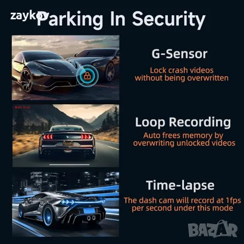 4K+1080P предна и задна камера за управление видеорегистратор, снимка 6 - Камери - 49046148