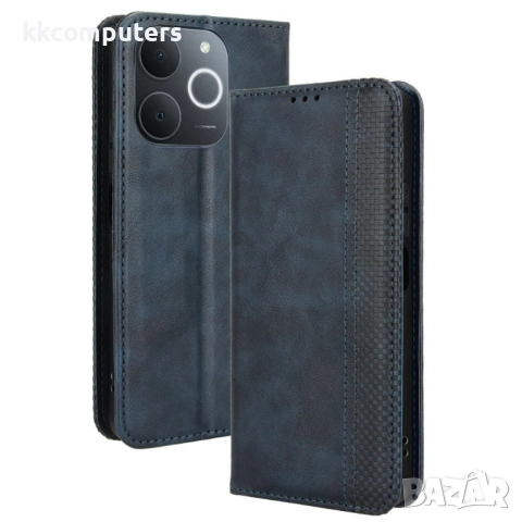 Кожен калъф с портфейл за Realme Note 70T / Realme C71| Ретро дизайн с магнит | Включен Протектор | , снимка 2 - Калъфи, кейсове - 52121130