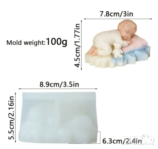 Молд бебе с мече (4), снимка 4 - Форми - 53195562