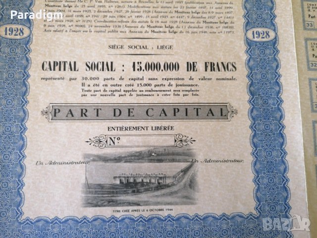 Акция от Белгия | Compagnie des Eaux de Vienne | 1944г., снимка 4 - Нумизматика и бонистика - 33598213