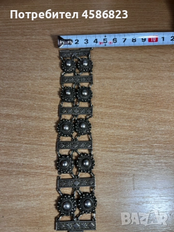 Масивна сребърна гривна с орнаменти – винтидж стил, снимка 3 - Гривни - 53131316