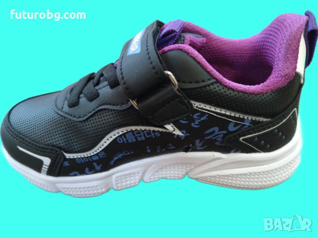 Маратонки в черен цвят с лилав акцент – водоустоичиви, снимка 3 - Детски маратонки - 42989371