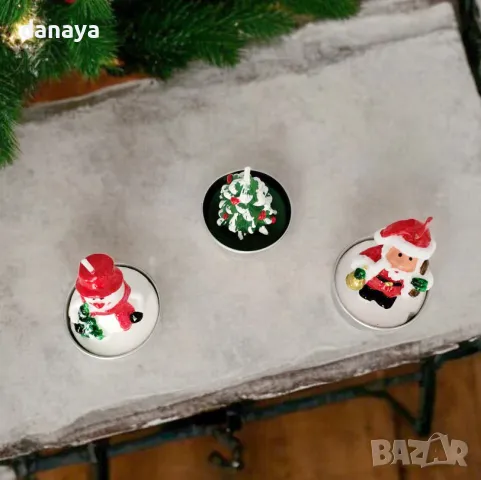 5317 Комплект коледни свещи Елхичка Дядо Коледа Снежен човек, 3 броя, снимка 3 - Декорация за дома - 47615681