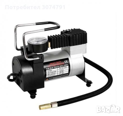 Въздушен Компресор 12V за Автомобилни Гуми 100Psi + Накрайници, снимка 2 - Аксесоари и консумативи - 32954368