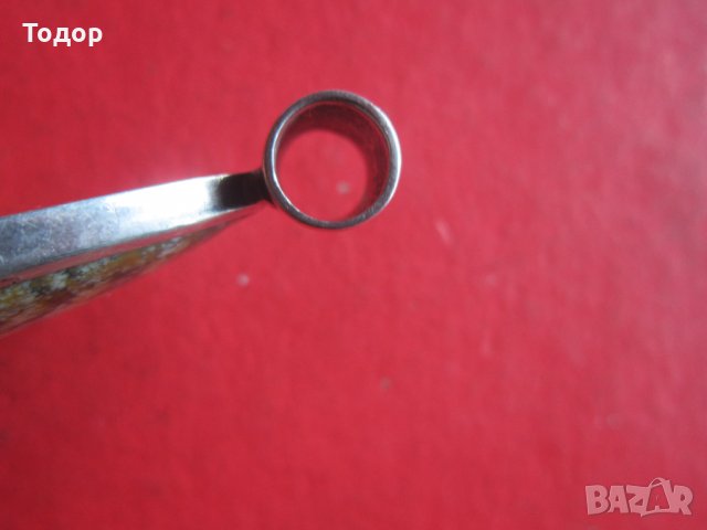 Сребърен медальон висулка колие с камък , снимка 6 - Колиета, медальони, синджири - 35103256