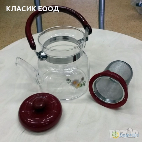 Огнеупорен стъклен чайник с цедка 1,8 л., снимка 3 - Други - 51806098
