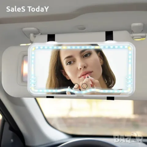 Огледало за кола с LED осветление, за монтаж на сенник сенник , снимка 2 - Аксесоари и консумативи - 36443219