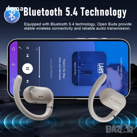 ZIPFORCE безжични слушалки с отворено ухо, Bluetooth 5.3, IPX6, жълти, снимка 7 - Безжични слушалки - 47333438