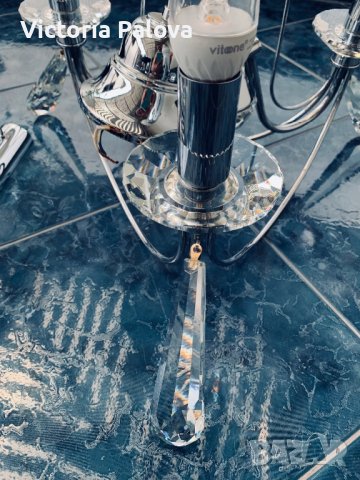 Красив кристален полилей и две лампи за стена-комплект, снимка 9 - Полилеи - 37700086