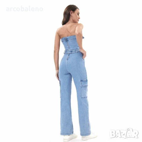 Дамски дълъг дънков гащеризон, снимка 6 - Гащеризони - 50991789