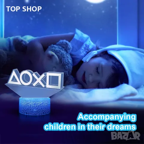 3D Play station Нощна лампа с 16 цвята Функция USB, снимка 3 - Детски нощни лампи - 49156828