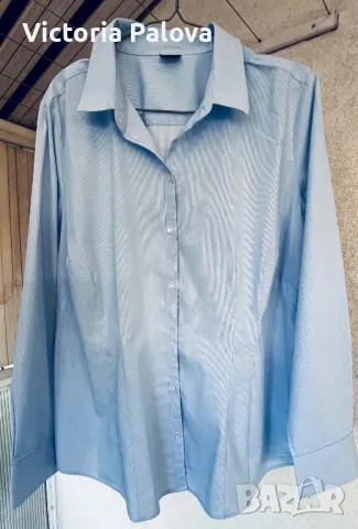 Риза голям размер YOUR SIXTH SENSE тънко райе, снимка 6 - Ризи - 47745267