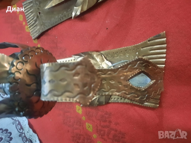 Медни ръчно ковани аплици за стена, снимка 7 - Антикварни и старинни предмети - 52226836