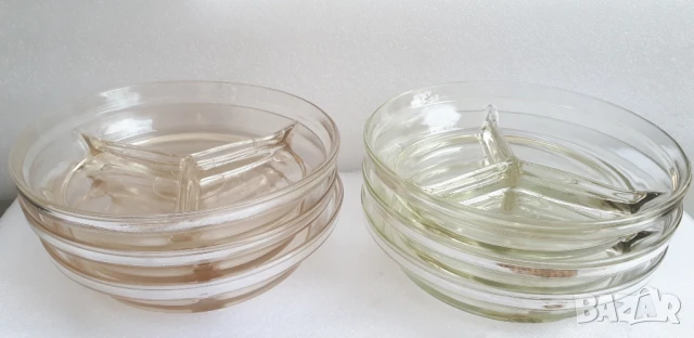 Лот шест чинии с 3 разделения, за ядки и подобни храни