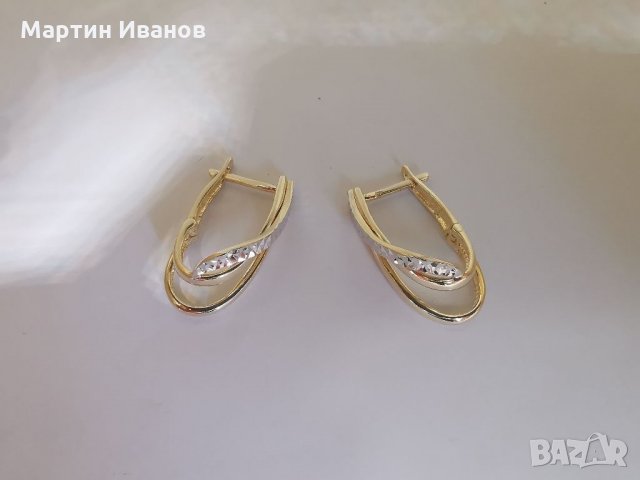 Златни обеци бяло и жълто злато , снимка 9 - Обеци - 33026738
