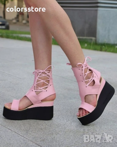 Сандали на платформа - пудра кожа с черно ходило - 3420

, снимка 2 - Сандали - 50937571