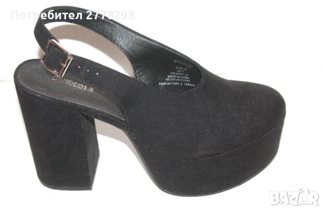 H&M Нови обувки на платформа с дебел ток, черни, размер 38, снимка 2 - Дамски обувки на ток - 44014933