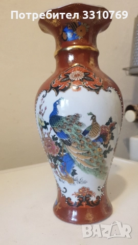 Красиви порцеланови вази с кобалт и злато. , снимка 5 - Вази - 52494307