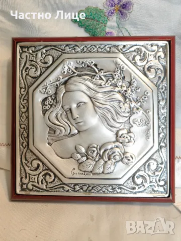 ПРЕКРАСНА Винтидж Барелефна Сребърна Картина "Мадона"от Пиетро Гуерини, снимка 2 - Антикварни и старинни предмети - 48223040