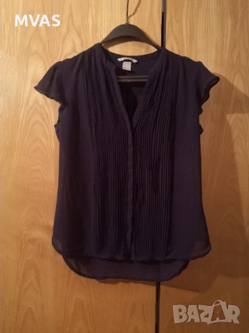 Нова - 55% H&M блуза тъмно синя 38 М размер офис блуза, снимка 1 - Ризи - 36989199