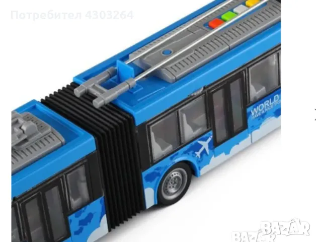 Тролейбус с отварящи се врати, звуци и светлини, снимка 2 - Коли, камиони, мотори, писти - 48009426