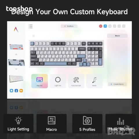 K98SE Механична геймърска клавиатура, 98 клавиша с LED подсветка, 96% QWERTY US подредба, кабелна..., снимка 3 - Клавиатури и мишки - 50556164