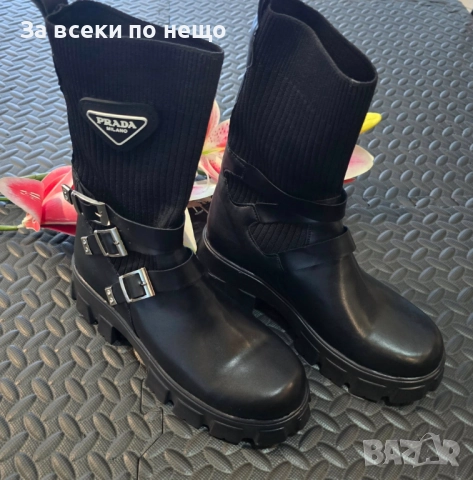 Prada Дамски Черни Боти Тип Чорап Прада Код VL-160, снимка 8 - Дамски боти - 52224697
