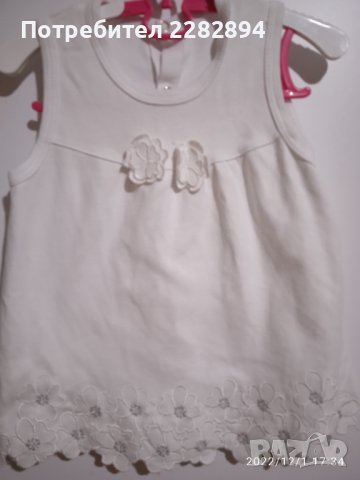 Бяла бебешка рокличка памучна, снимка 1