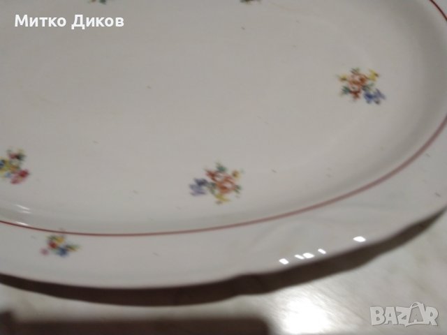 Порцеланово плато поднос от соца на СИП Стойко Иванов Пеев Белослав 390х260мм, снимка 6 - Аксесоари за кухня - 43990886
