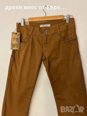 Дамски памучен кафяв панталон с намачкан ефект, снимка 3 - Панталони - 49312122