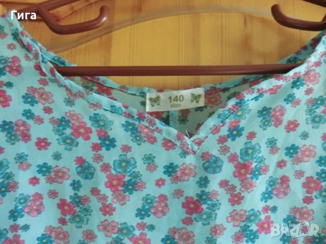 Синя блузка на цветчета, снимка 3 - Детски Блузи и туники - 33465637